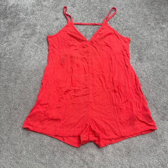 Prana Fernie V-Neck Romper Womens XS Rose Fire Red Backless Model Summer NWT - Picture 1 of 15